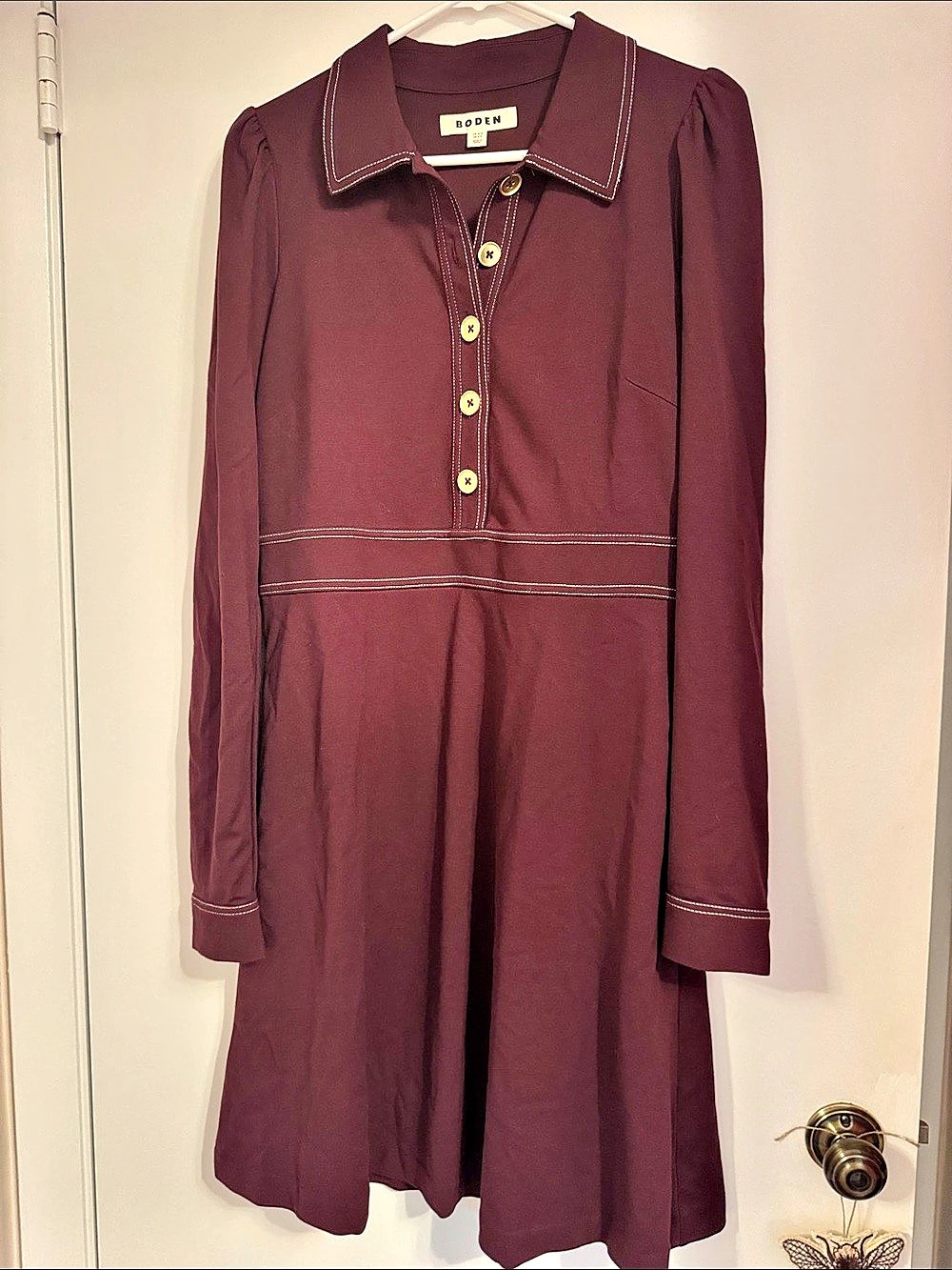BODEN Front Stitch Dress Knee-Length in Deep Purple Size 8